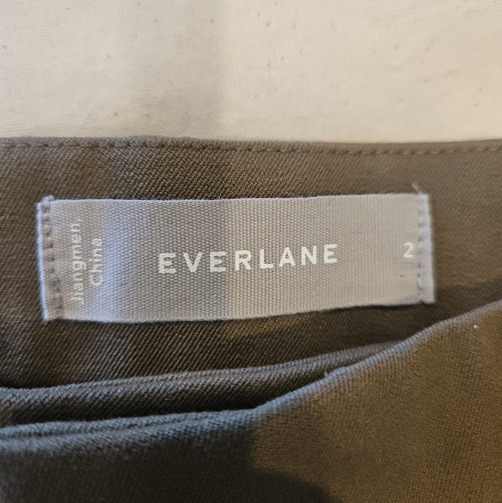New Everlane Women's Kalamata Green Flat Front Pants Cotton Elastane in Size 2 - Picture 3 of 7